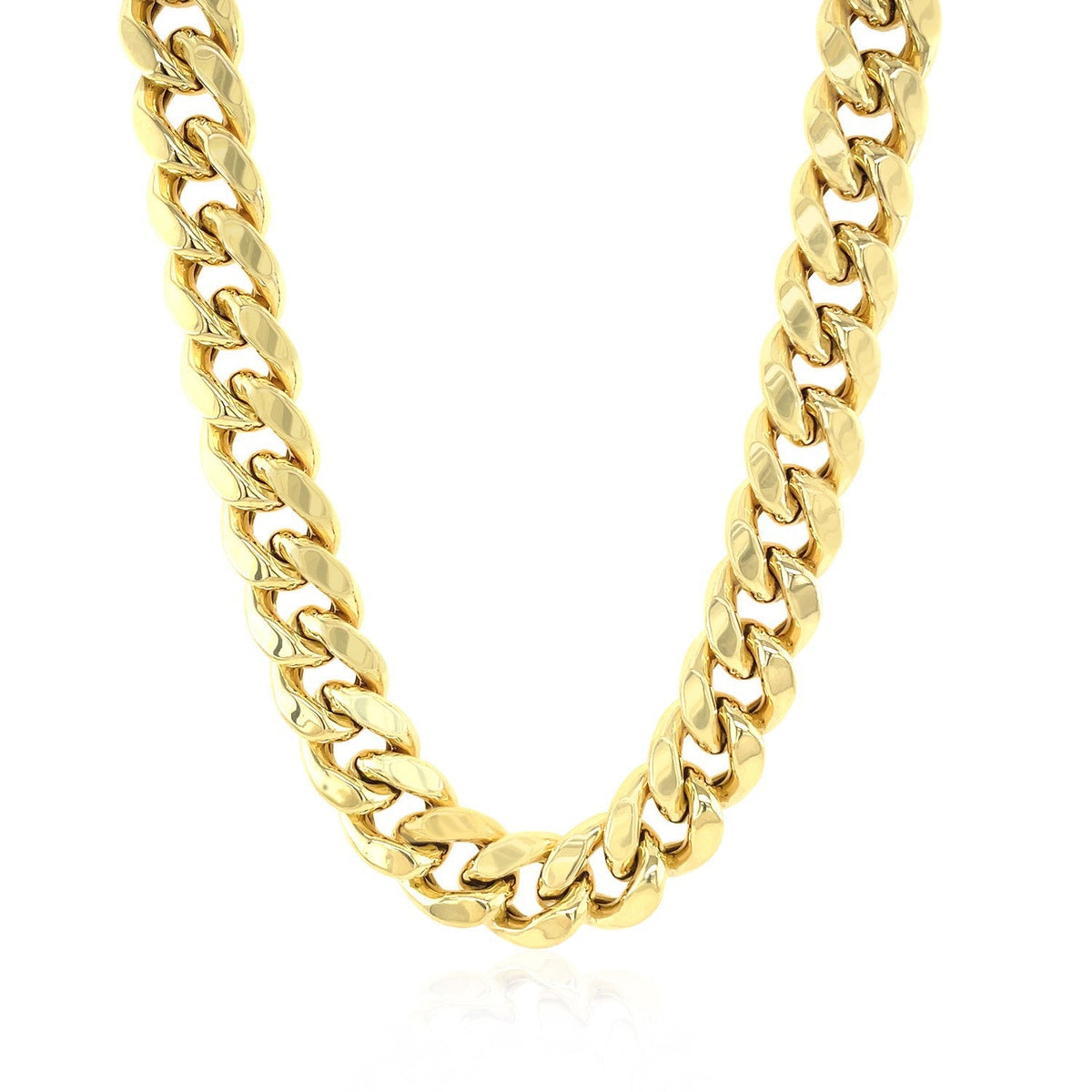 Cadena cubana Miami semirrígida de oro amarillo de 14k y 10.5mm