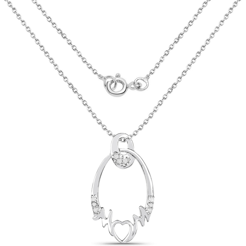 0.14 Carat Genuine White Diamond .925 Sterling Silver Pendant