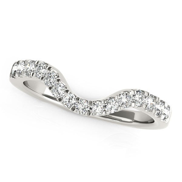 Anillo de boda de oro blanco de 14k estilo curvo con diamantes (1/3 quilates en total)