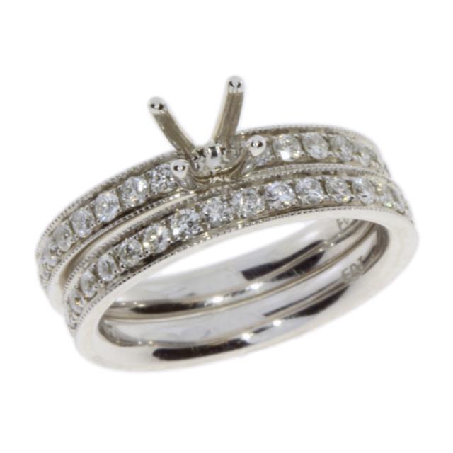 Anillo de compromiso semimontado con diamantes, oro blanco de 14 kt
