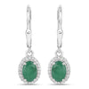1.72 Carat Genuine Emerald and White Topaz .925 Sterling Silver Earrings