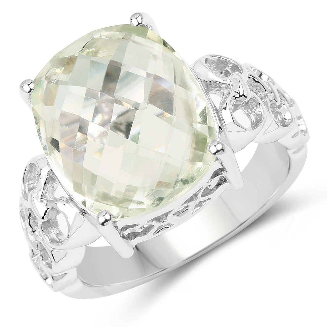 Anillo de plata de ley .925 con amatista verde genuina de 6.74 quilates