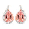 Pendientes de oro rosa de 14 quilates con morganita genuina de 2,43 quilates y diamantes blancos