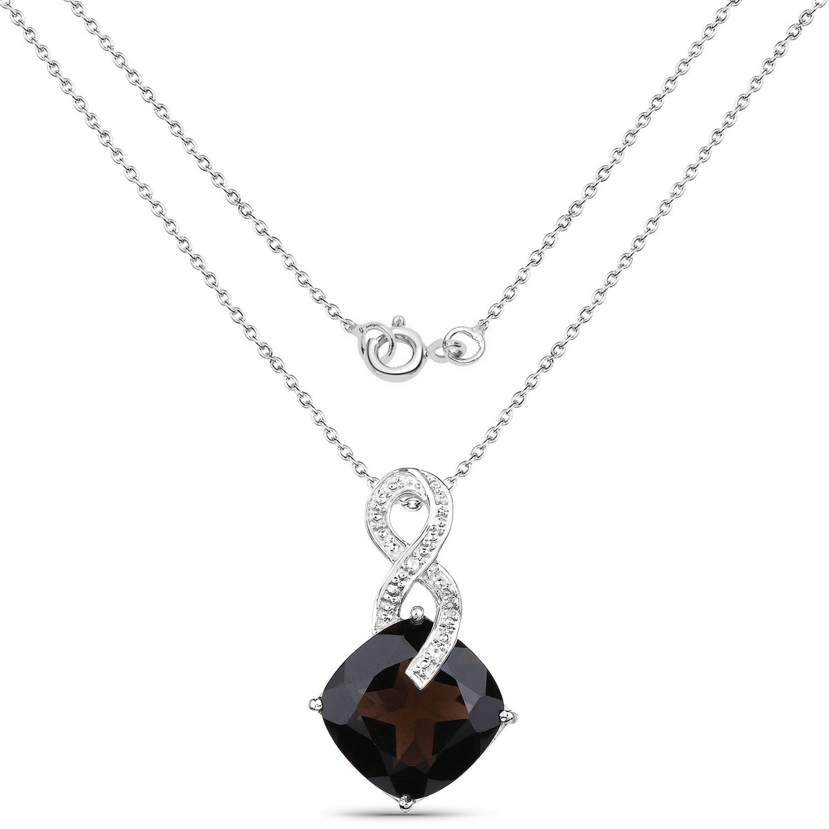 12.36 Carat Genuine Smoky Quartz and White Topaz .925 Sterling Silver Pendant - imagen 2 de 4