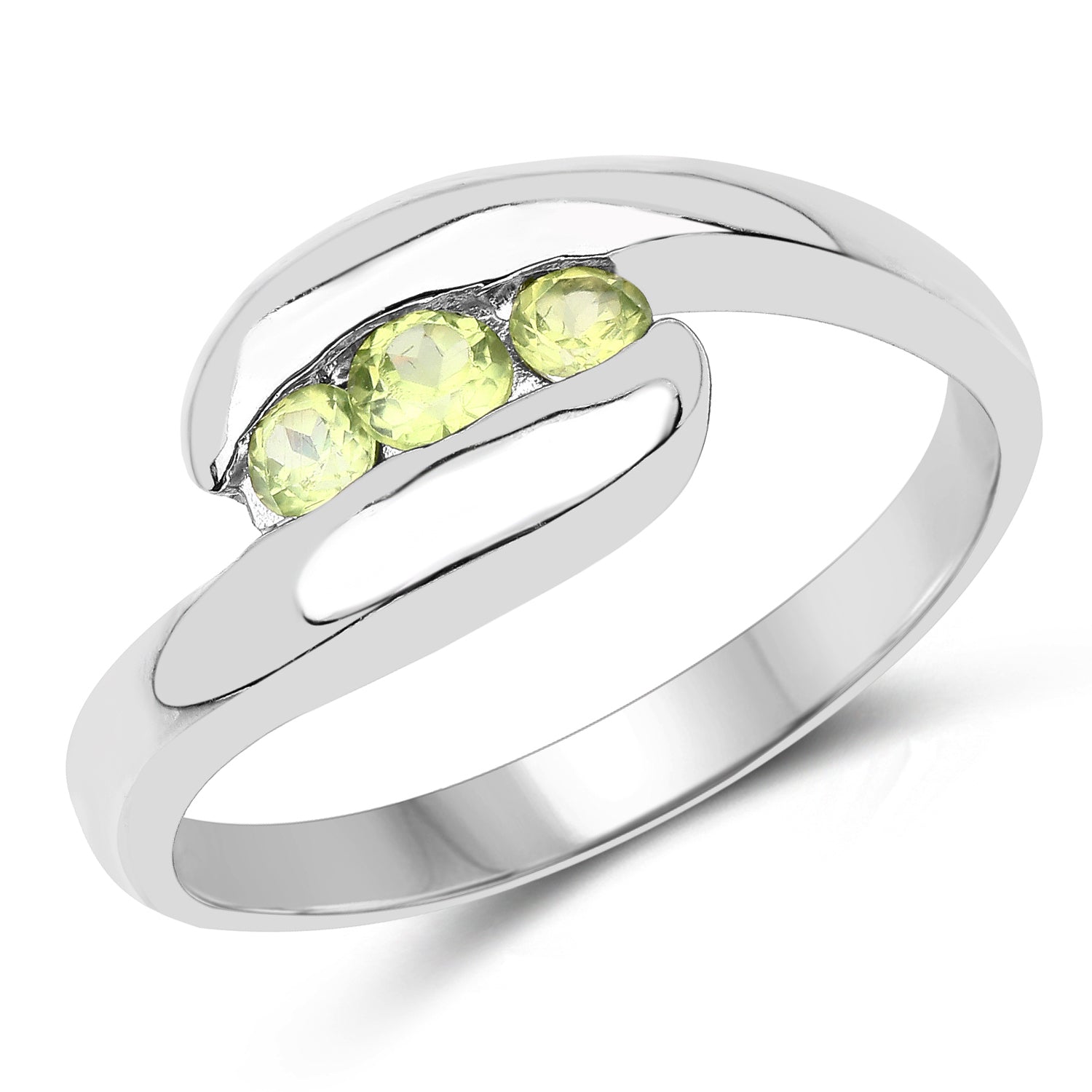 Anillo de plata esterlina .925 con peridoto genuino de 0.56 quilates