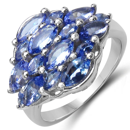 Anillo de Plata de Ley .925 con Tanzanita Genuina de 2.48 Quilates