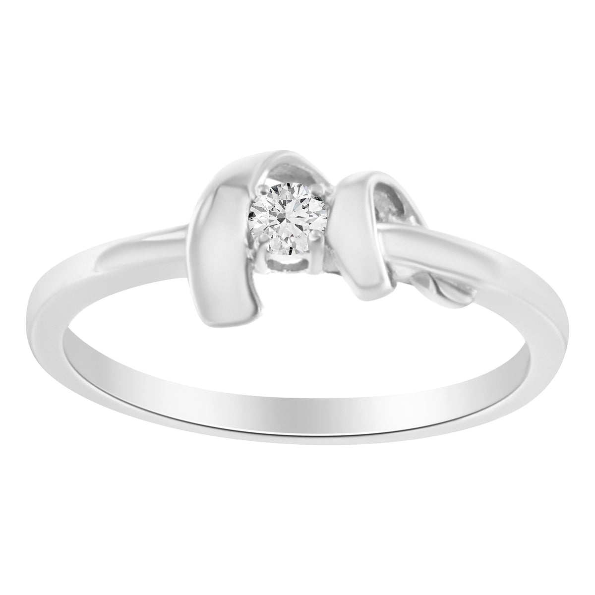 Anillo de promesa de oro blanco de 10K con diamante (1/10 Cttw, color H-I, claridad SI2-I1) - Talla 6