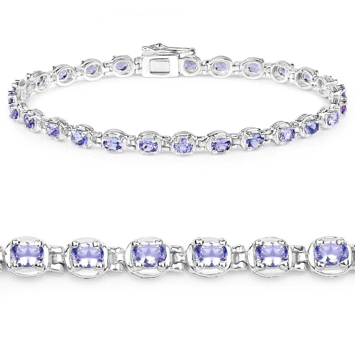 4.59 Carat Genuine Tanzanite .925 Sterling Silver Bracelet - imagen 4 de 10