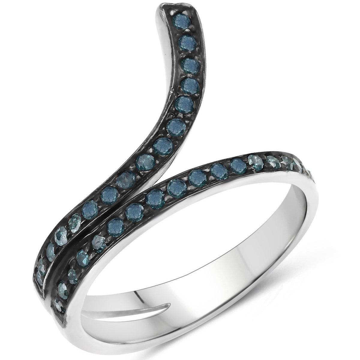 Anillo de plata de ley .925 con diamante azul genuino de 0,46 quilates