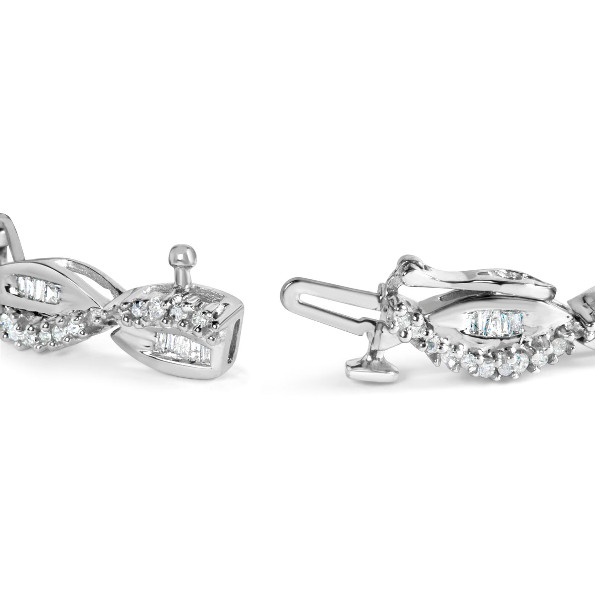Pulsera de eslabones de oro blanco de 14 quilates con diamantes en forma de remolino y pera de 2,00 quilates (color I-J, claridad I2-I3) - 7"