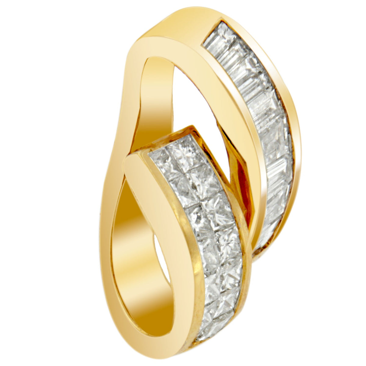 Colgante de oro amarillo de 14 quilates con diamantes de talla princesa y baguette de 1 5/8 cttw (G-H, VS2-SI1)