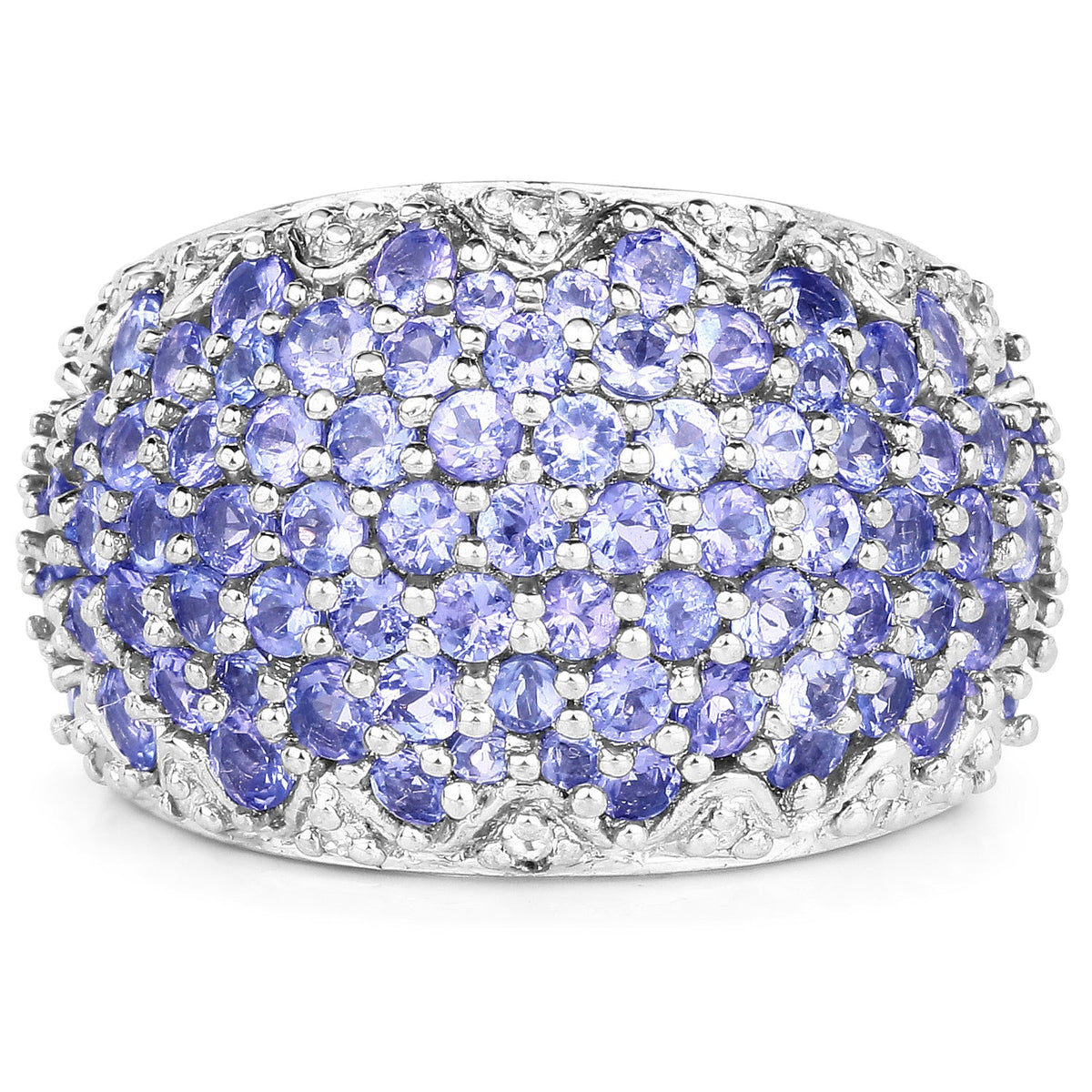 Anillo de plata de ley .925 con tanzanita genuina de 3,01 quilates y diamantes blancos