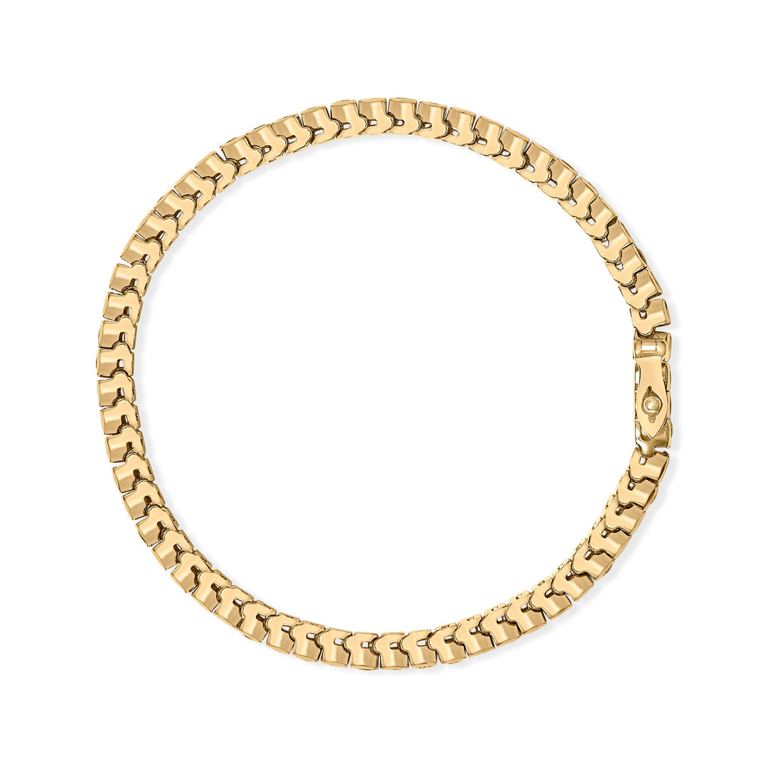 Pulsera de tenis de oro amarillo de 14 quilates con diamantes de 1 3/4 quilates en total y zafiros azules de 5.0 quilates en total engastados (color G-H, claridad SI1-SI2) - 17.78 cm
