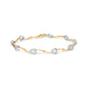 10k Two-Tone Gold 1/3 Cttw Diamond Pave Set Heart S-Link 7.25