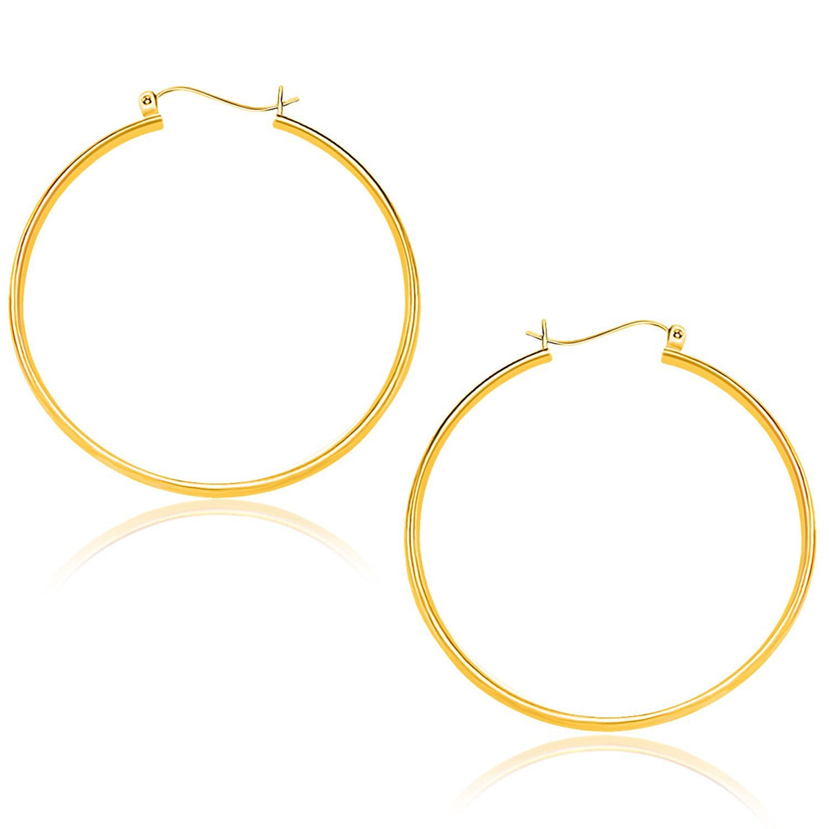 Aretes de aro pulidos de oro amarillo de 14k (40 mm)