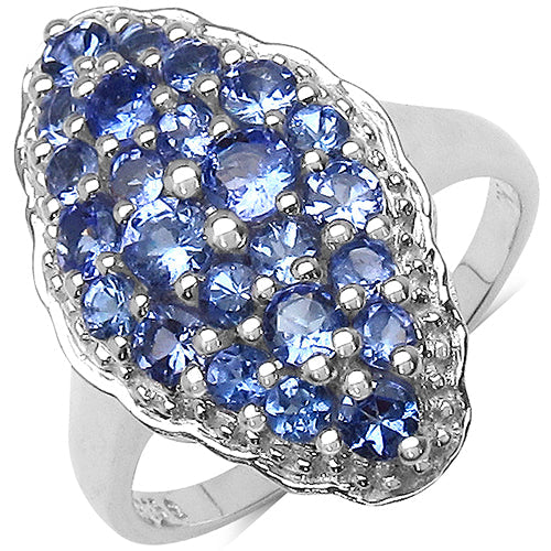 Anillo de plata de ley .925 con tanzanita genuina de 1,25 quilates