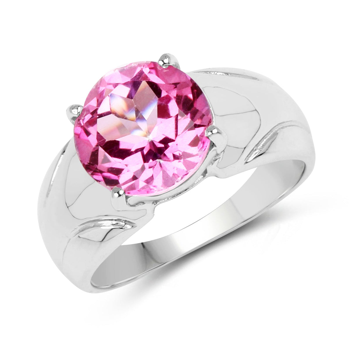 Anillo de Plata Fina .925 con Topacio Rosa Genuino de 4.55 Quilates