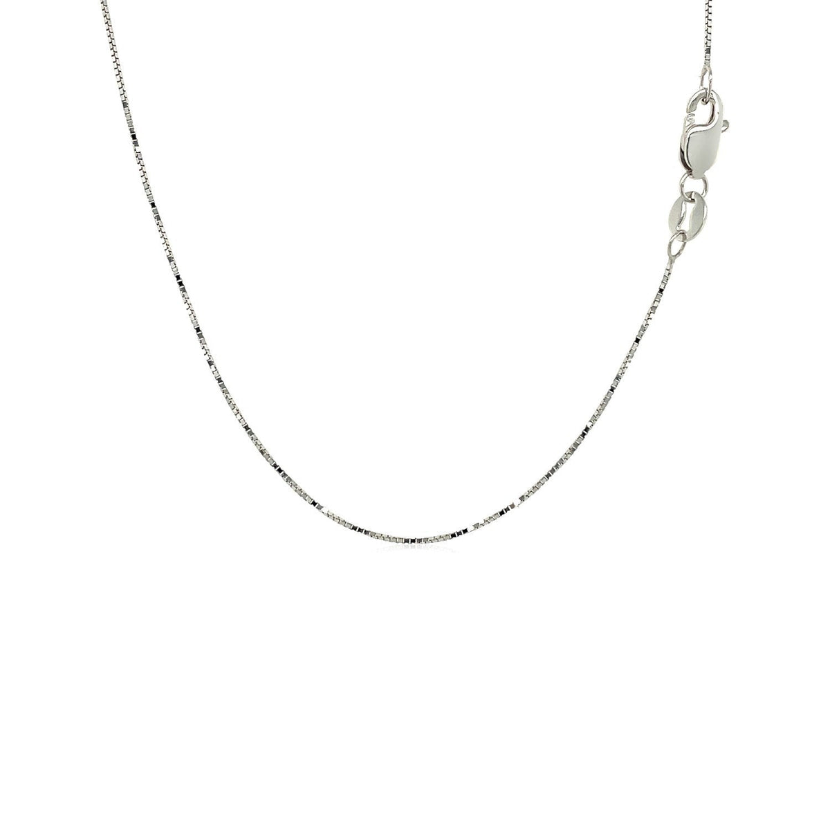 Cadena de oro blanco de 18k, eslabón cuadrado, 0,6 mm