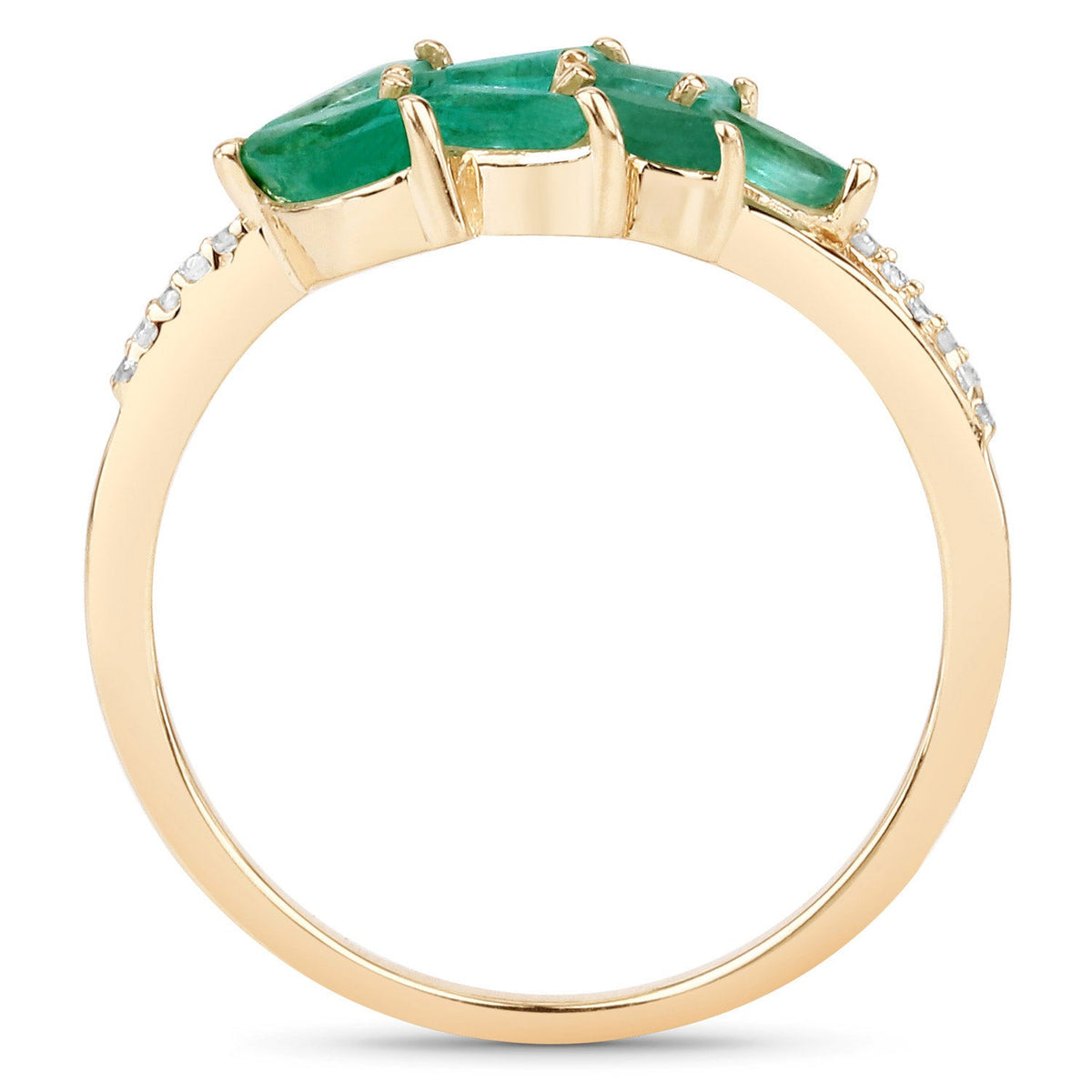0.68 Carat Genuine Zambian Emerald and White Diamond 14K Yellow Gold Ring - image 2 of 12