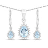 2.00 Carat Genuine Blue Topaz and White Topaz .925 Sterling Silver Jewelry Set