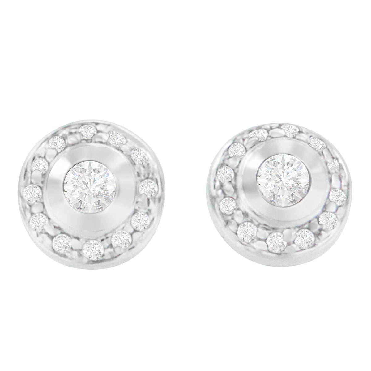 Aretes de oro blanco de 14K con diamantes redondos de 1/3 cttw (H-I, SI2-I1)