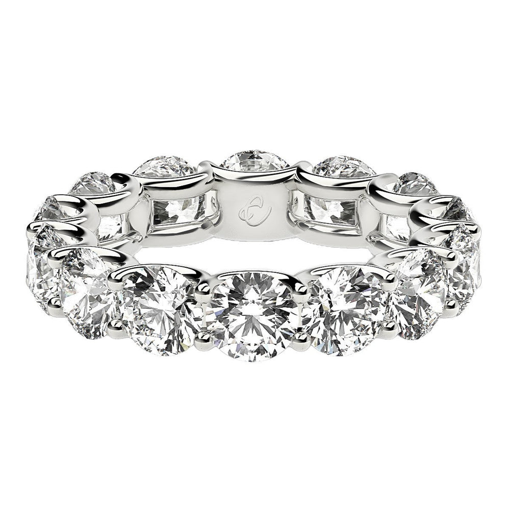 Round Cut Lab Grown Diamond Eternity Ring in 14k White Gold (6 cttw FG/VS2)