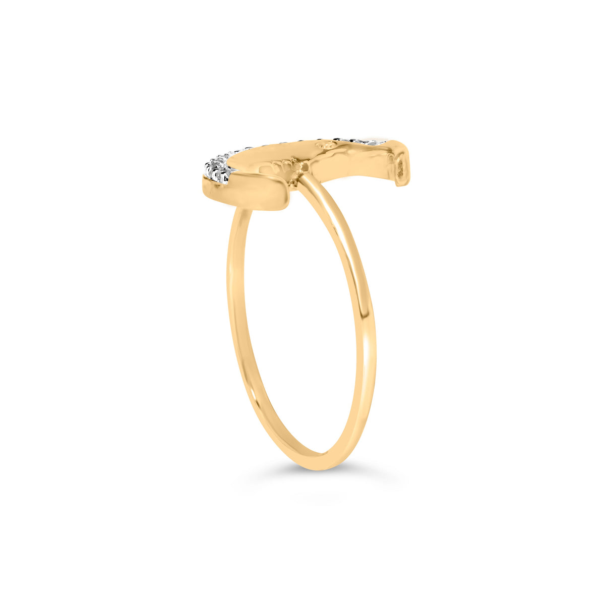 Anillo de luna creciente de oro amarillo de 10K con diamante de 0,10 Cttw (color I-J, claridad I1-I2) - Talla 6