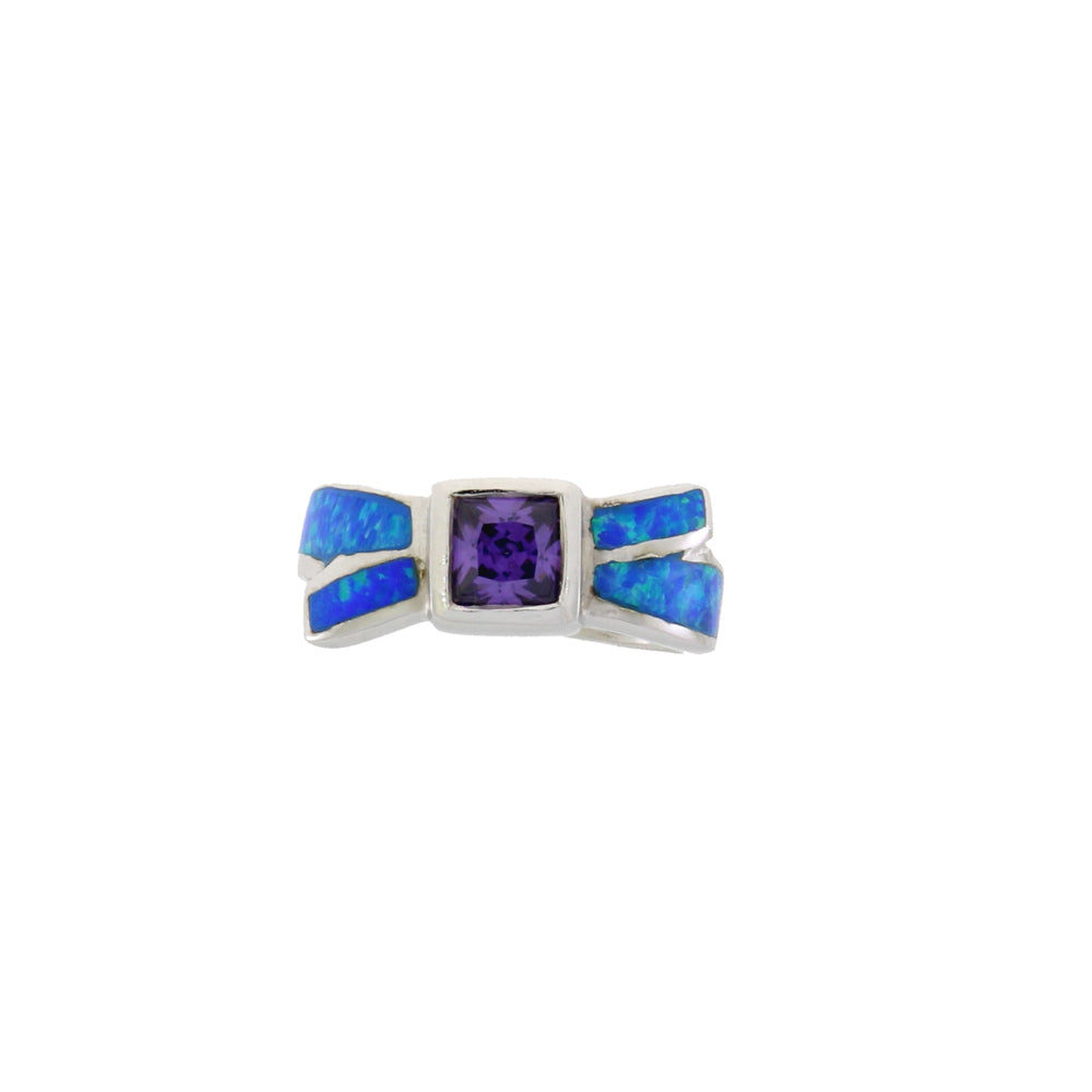 Genuine Created Opal Ring Sterling Silver