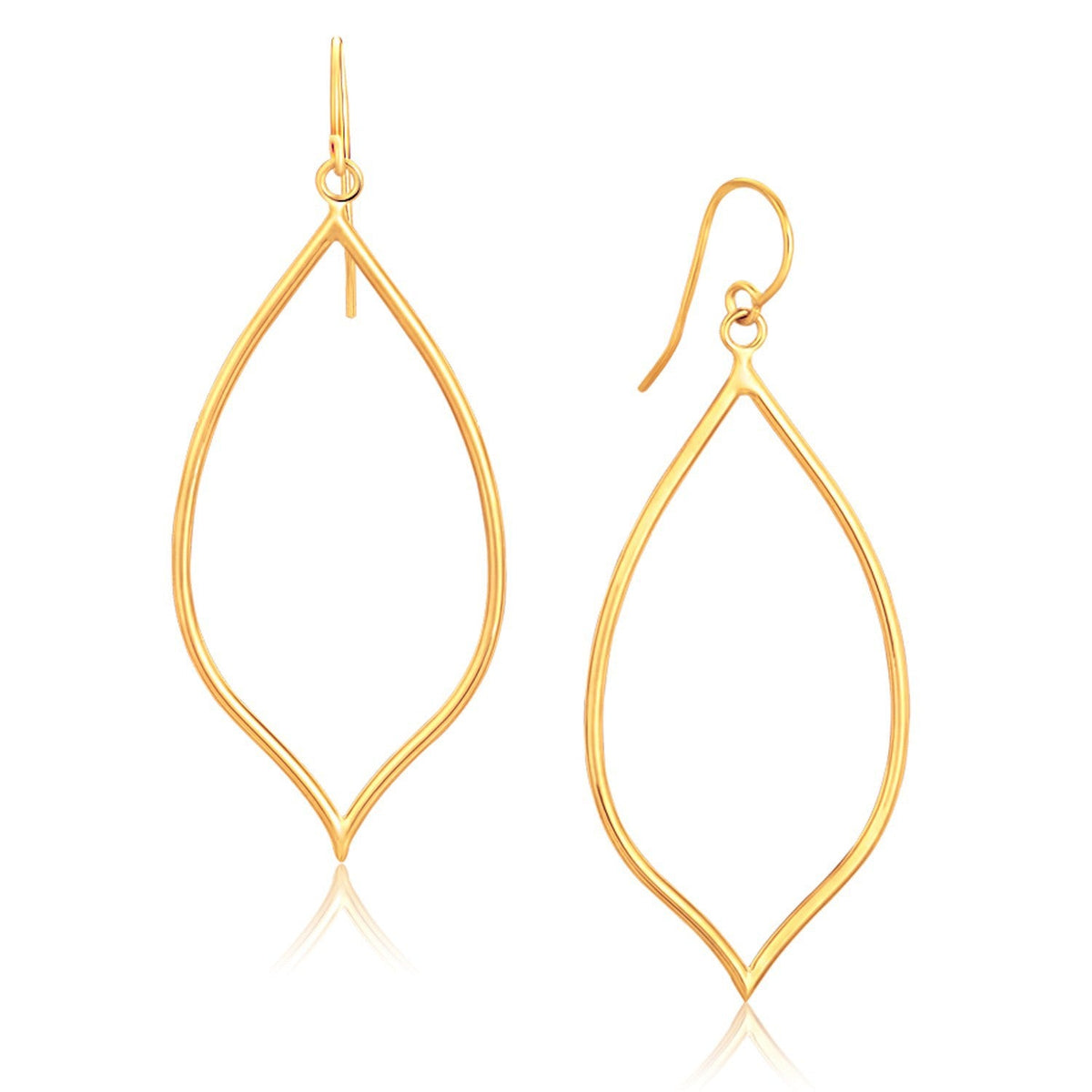 Pendientes pulidos de oro amarillo de 14 quilates estilo marquesa