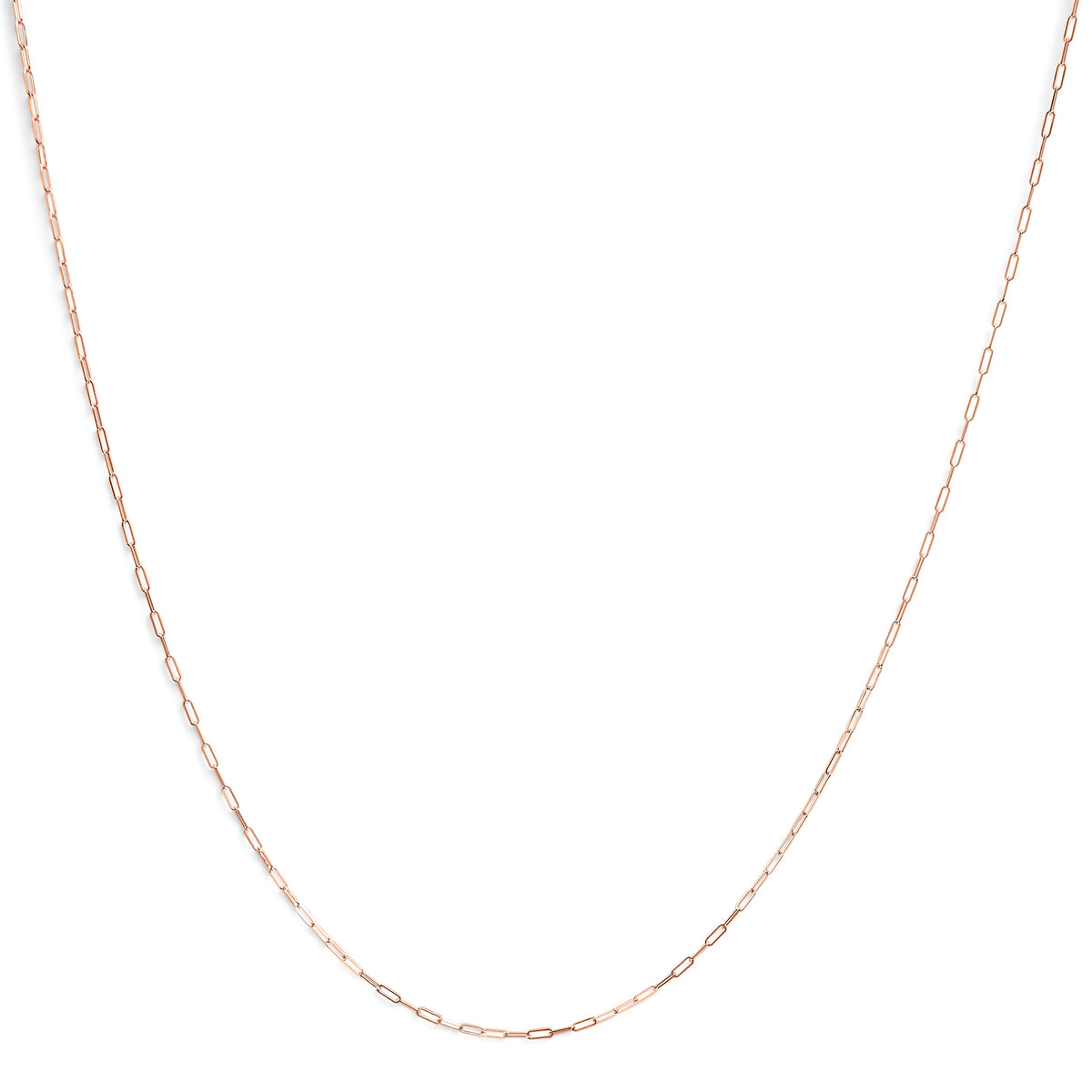 Gargantilla unisex de oro amarillo macizo de 14K, cadena de eslabones tipo clip de 1,5 mm - 18 pulgadas