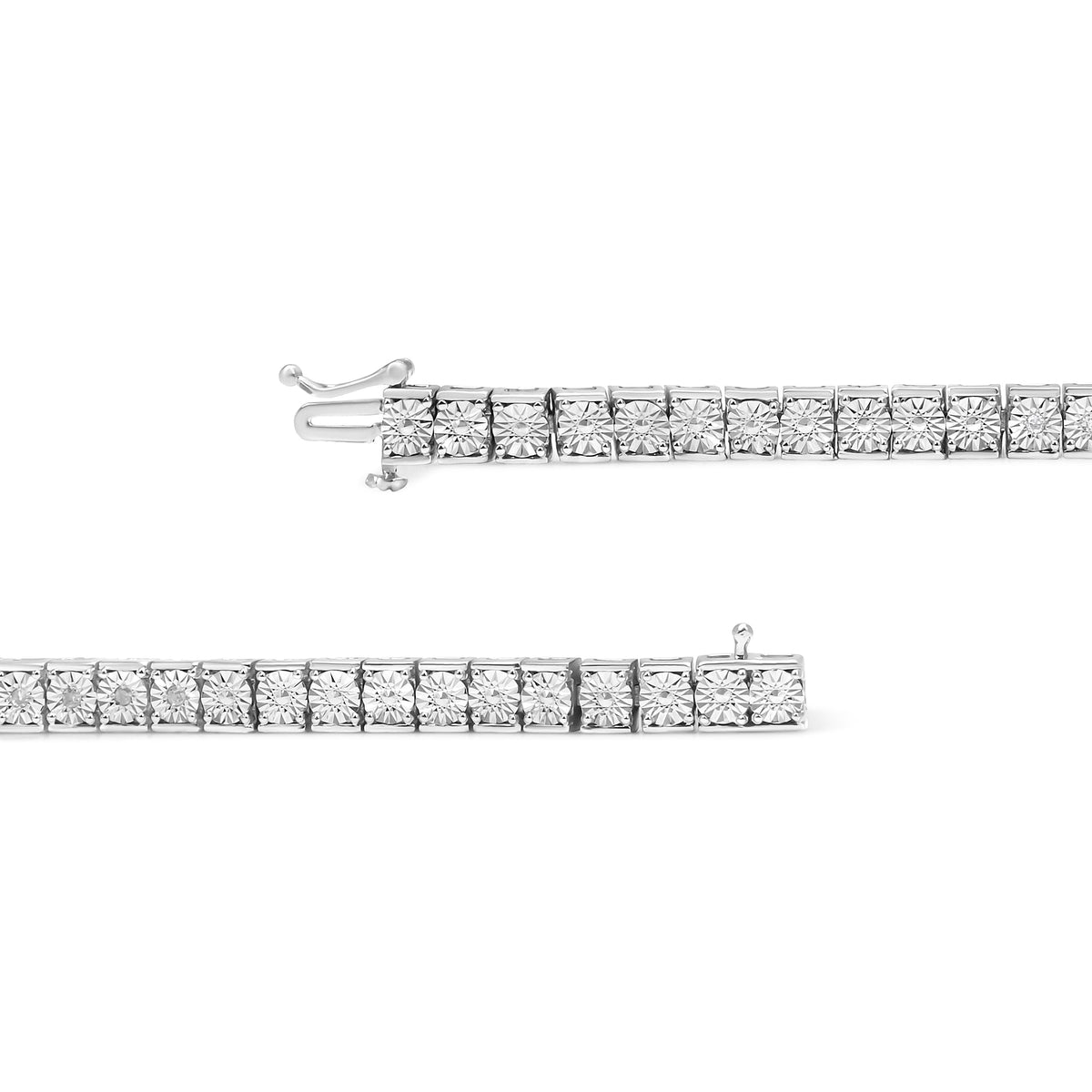 Pulsera de eslabones de plata esterlina .925 con 1/10 Cttw de diamante de 18.41 cm (Color I-J, Claridad I2-I3)