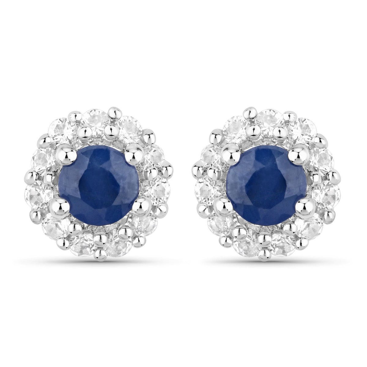 2.17 Carat Genuine Blue Sapphire and White Topaz .925 Sterling Silver Jewelry Set - imagen 3 de 7