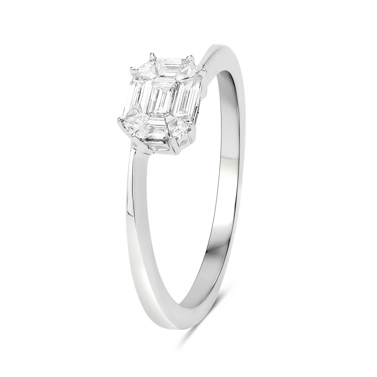 Anillo de 0,33 quilates de oro blanco de 18 quilates con diamante blanco auténtico (color F-G, claridad VVS-VS)