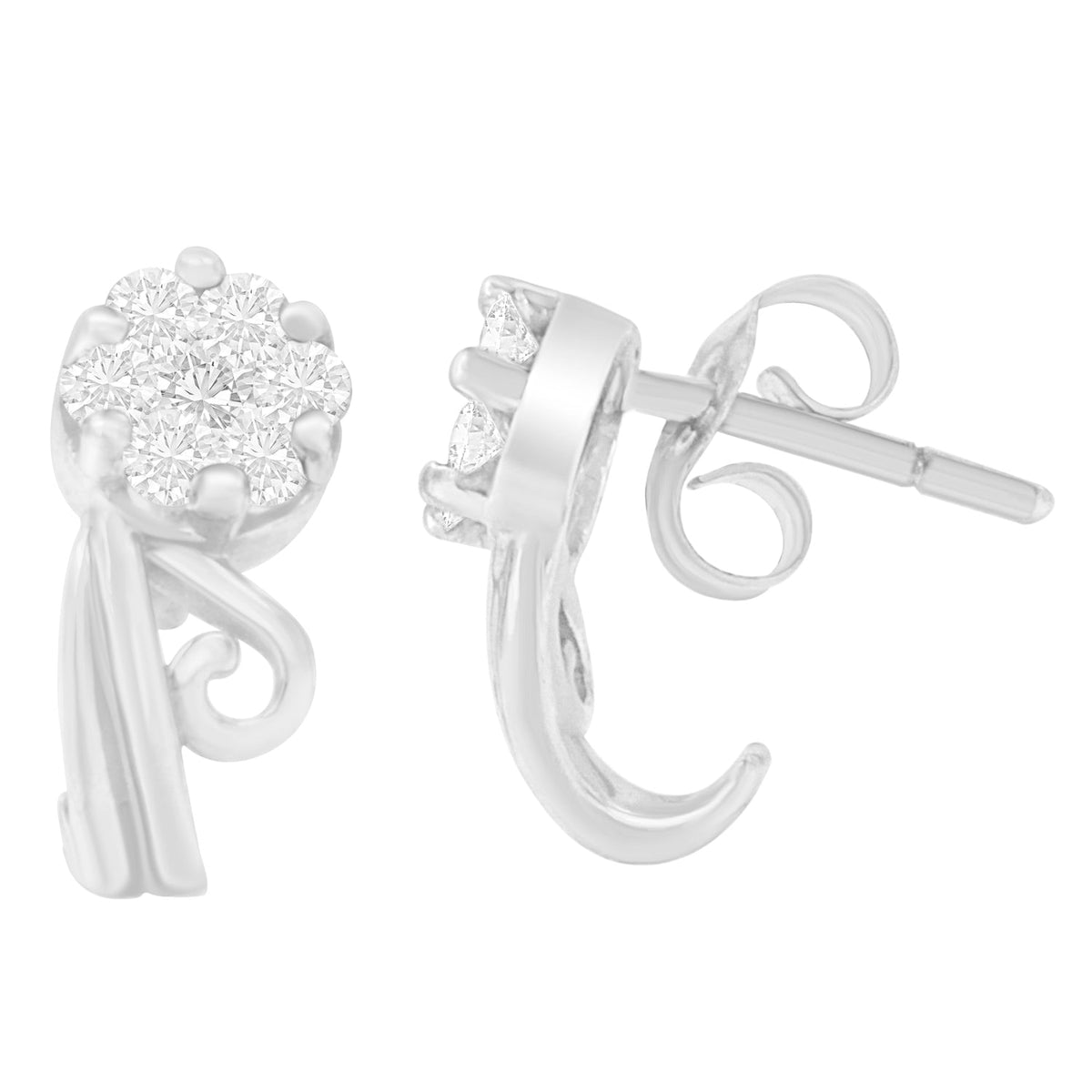 Pendientes de oro blanco de 14 quilates con diamantes redondos de 1/2 quilate en total (H-I, I1-I2)