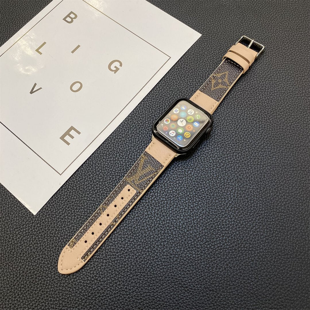 РЕМЕШОК ДЛЯ APPLE WATCH С МОНОГРАММОЙ ИЗ КОЖИ С ПРОШИВКОЙ