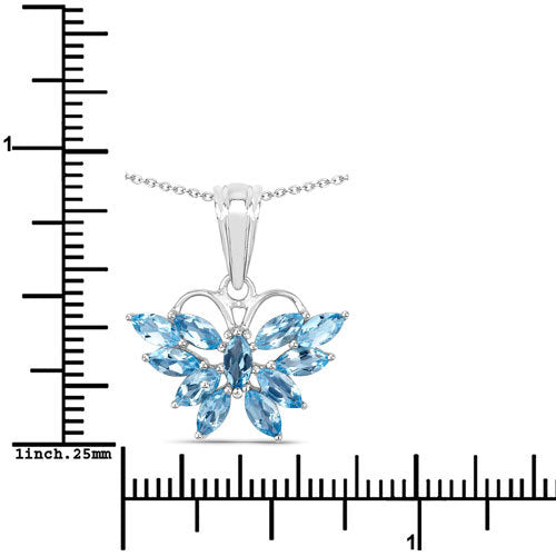 Colgante de Topacio Azul Suizo Genuino de 1.76 Quilates y Plata Esterlina .925