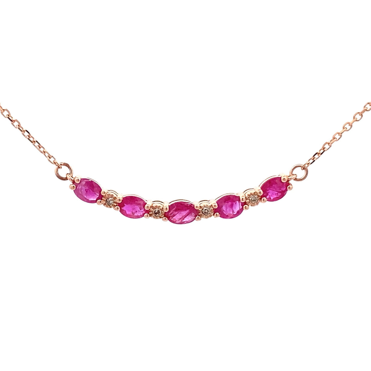 Colgantes de moda de rubí y diamantes de 0,73 ct en oro rosa de 10 kt