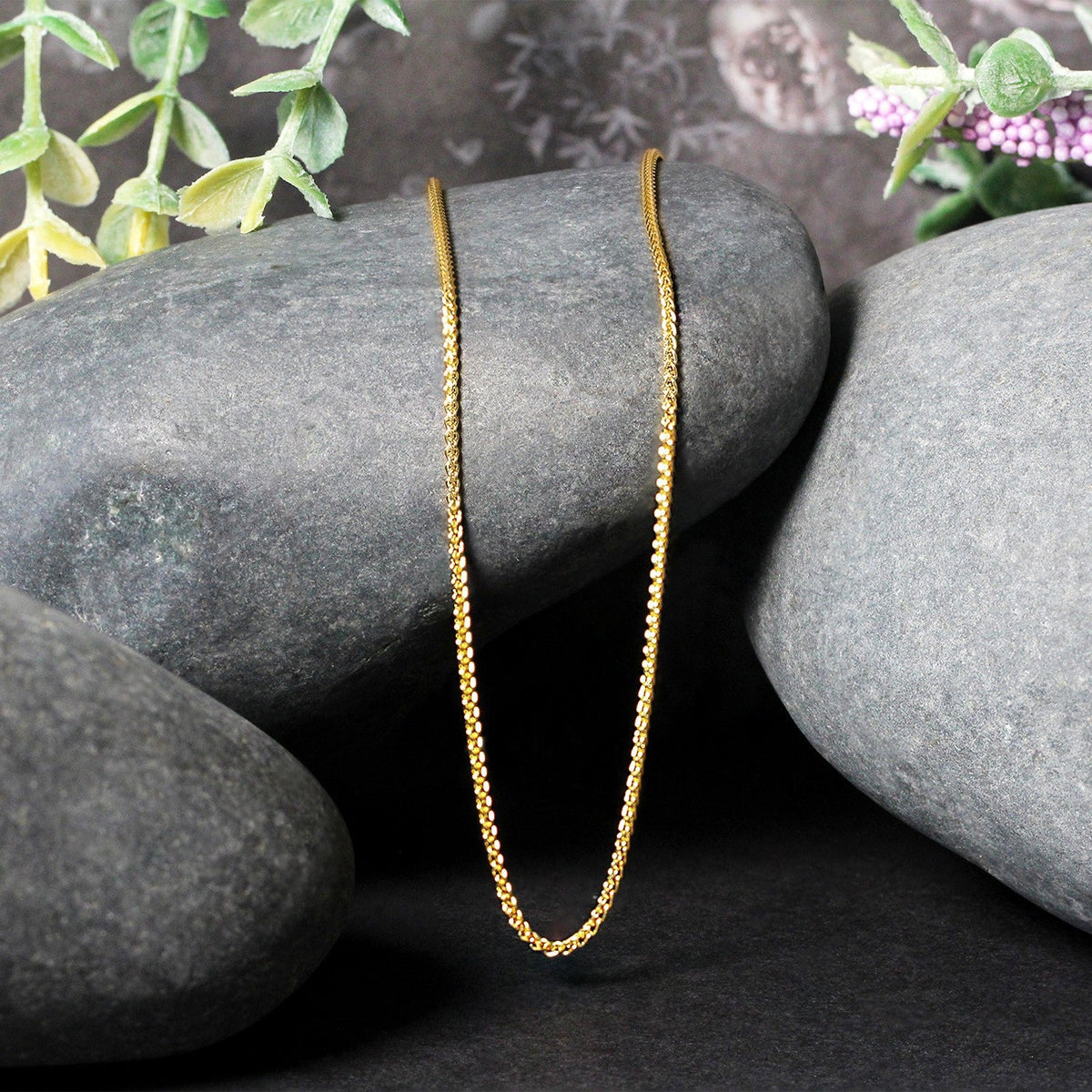 Cadena redonda de oro amarillo de 14k y 1.2mm
