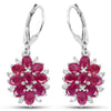 4.30 Carat Genuine Ruby and White Zircon .925 Sterling Silver Earrings