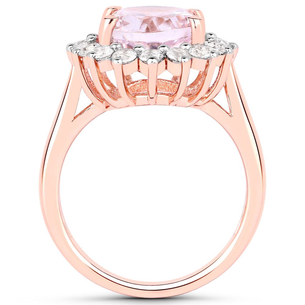 5.56 Carat Genuine Kunzite and White Topaz .925 Sterling Silver Ring