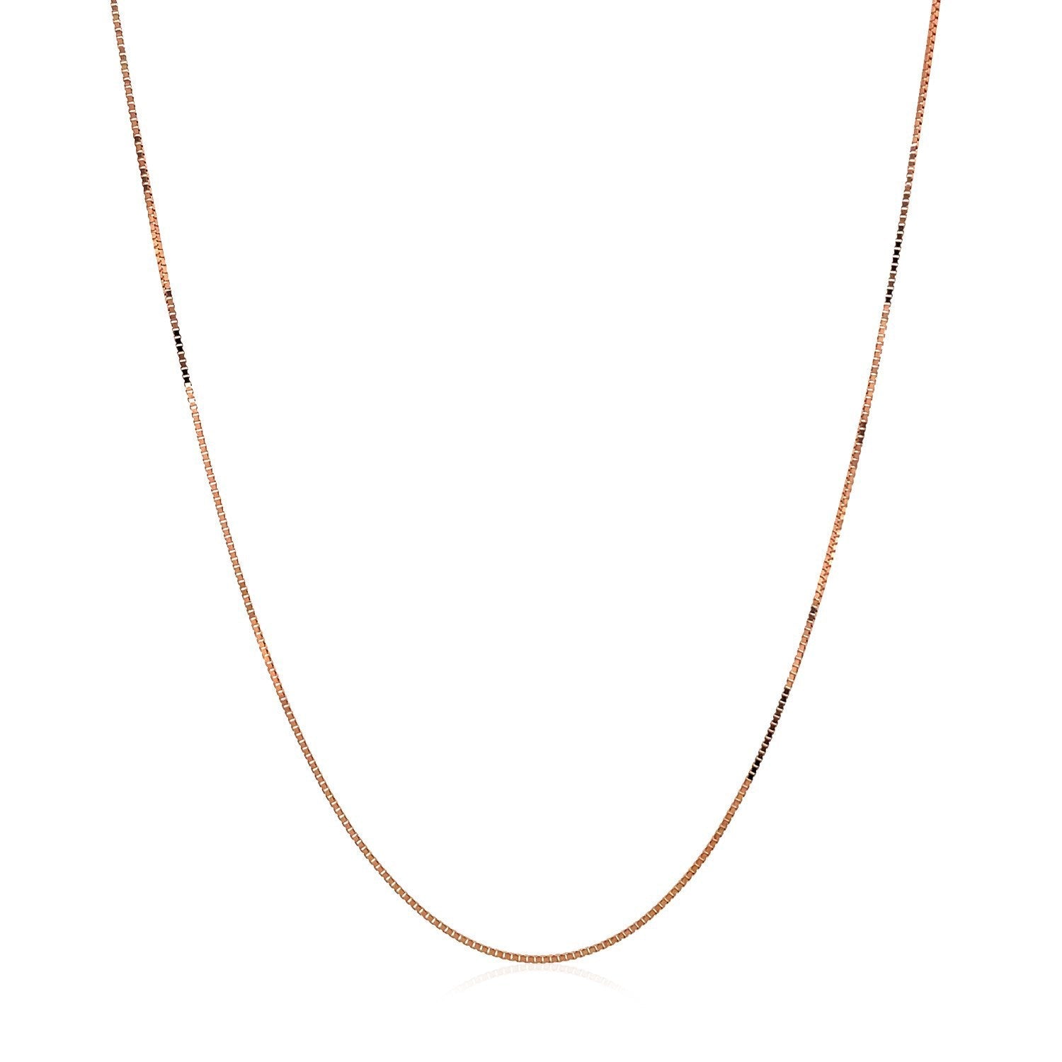Cadena de caja clásica de oro rosa de 14k de 0.45 mm