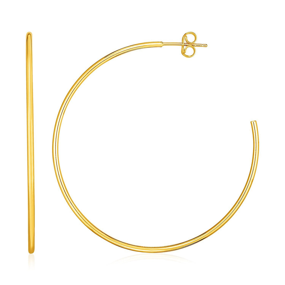 Pendientes de aro pulidos de oro amarillo de 14k