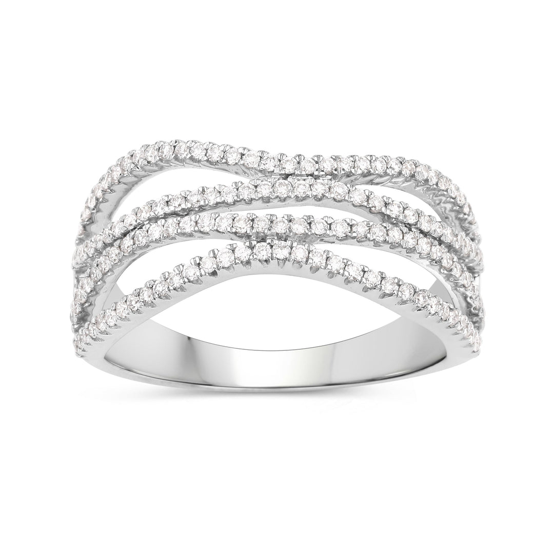 0.46 Carat Genuine White Diamond 14K White Gold Ring (F-G Color, SI Clarity)
