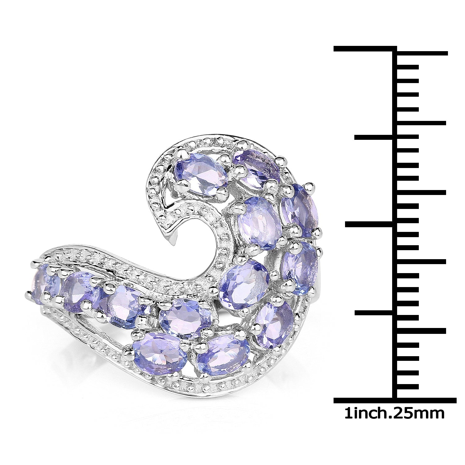 Anillo de plata de ley .925 con tanzanita genuina de 2.21 quilates