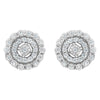 10KT White Gold 1/2 cttw Double Halo Brilliant Round-Cut Diamond Stud Earrings (I-J Clarity, I2-I3 Color)