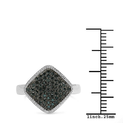 Anillo de plata de ley .925 con diamante azul auténtico de 0,28 quilates