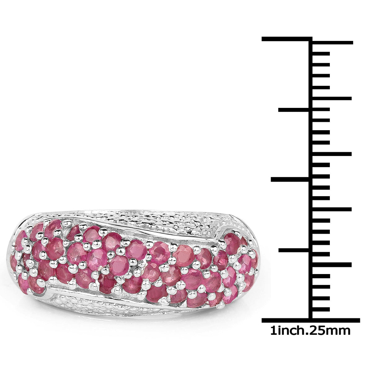 Anillo de plata de ley .925 con rubí auténtico de 1.81 quilates y circonita blanca