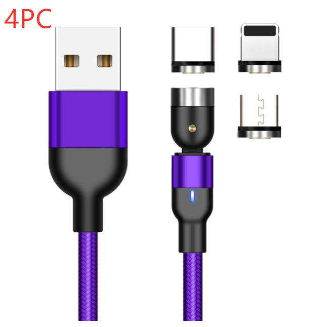 Essager 360° Magnetic Rotating Fast-Charge Cable – USB-C, Micro-USB & Lightning, LED Indicator