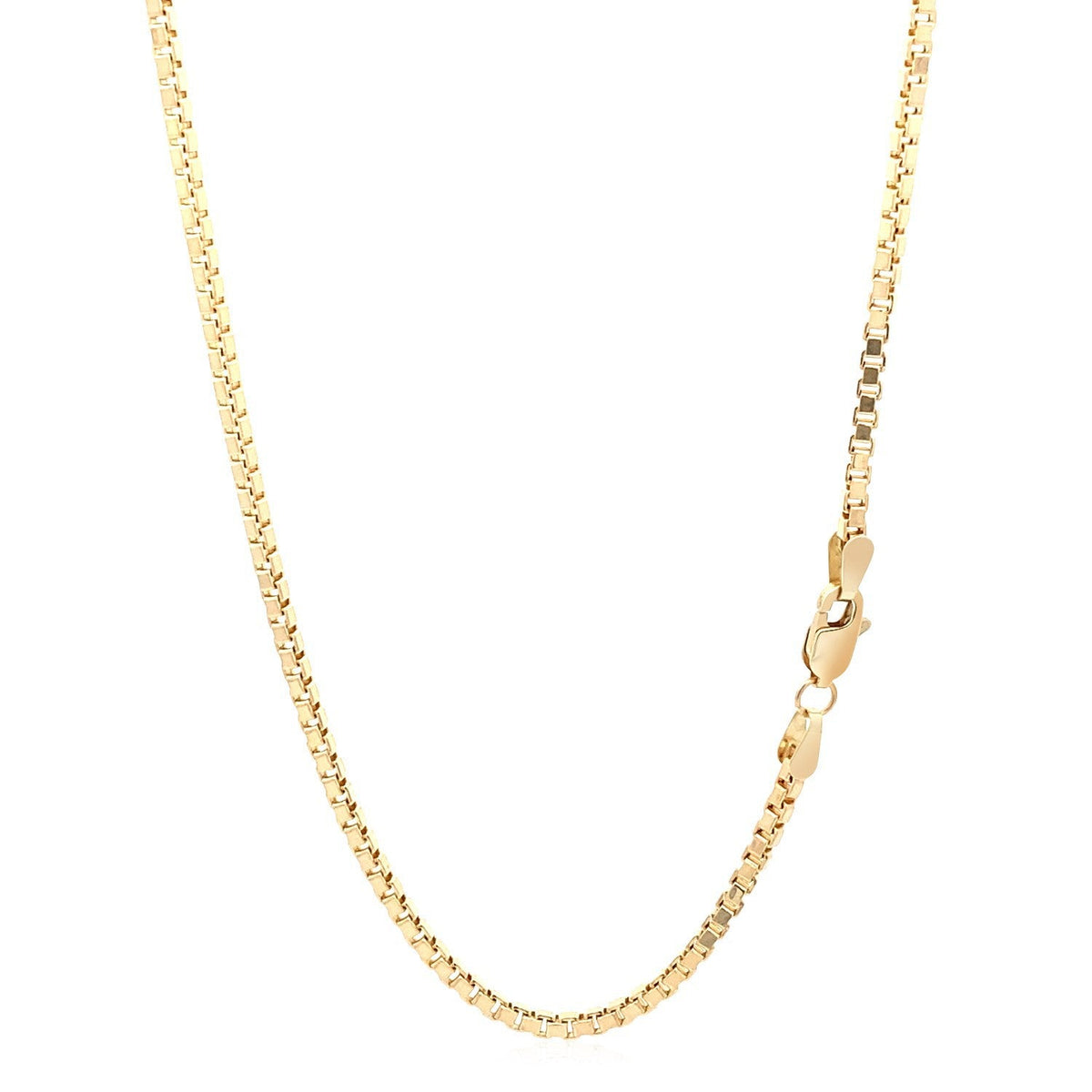 Cadena estilo Box semimaciza de oro amarillo de 14k y 2.0mm