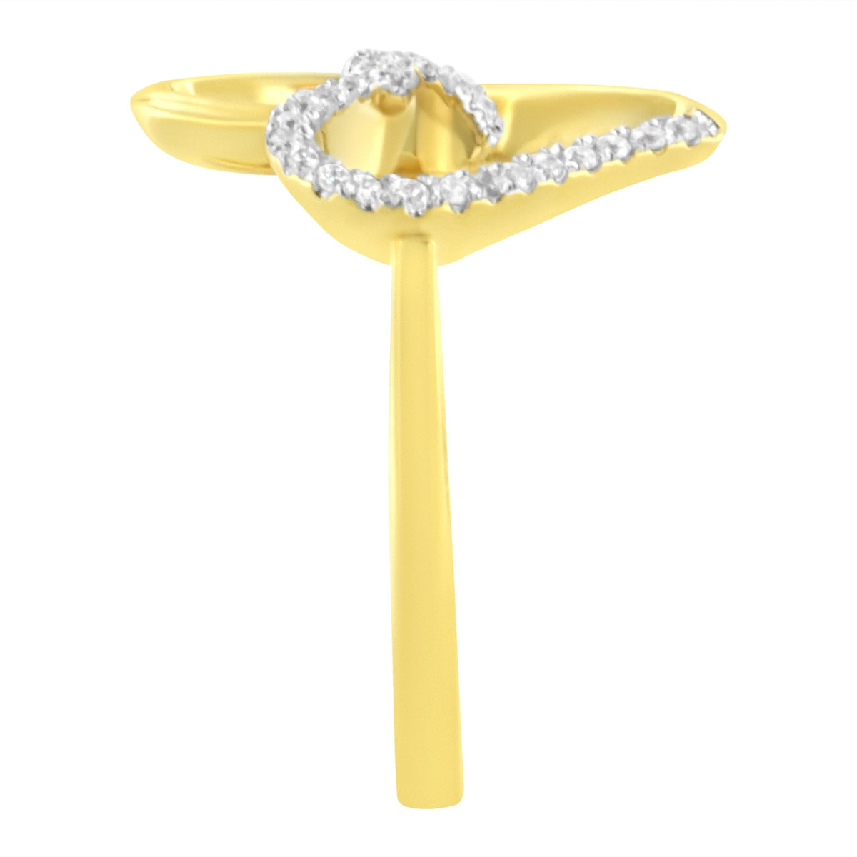 Anillo de oro amarillo de 14 quilates con forma de corazón con diamantes de 0,10 qt. (K-L, I1-I2) - Talla 7